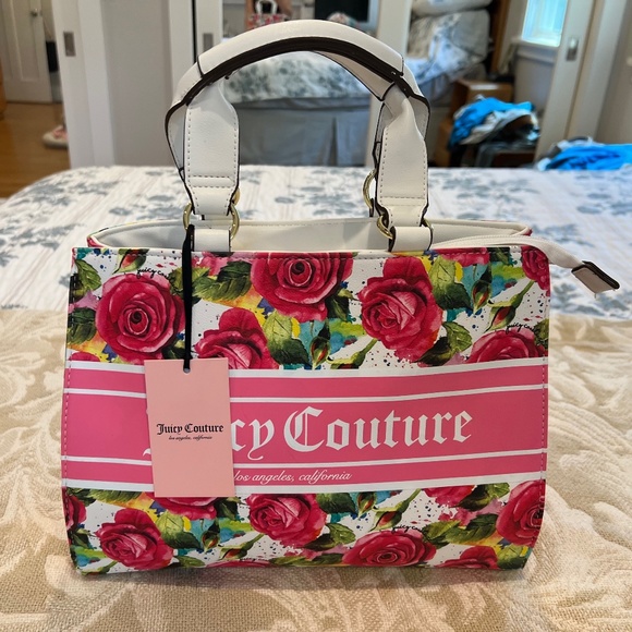 JUICY Couture White Multi Rose Billboard-Tote Bags - Picture 1 of 11